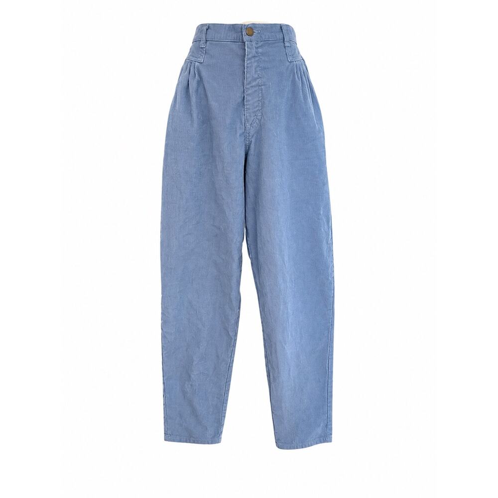 River Trader Y2K High Rise Pleated Tapered Corduroy Pants Blue Slouchy Normcore - Picture 2 of 16